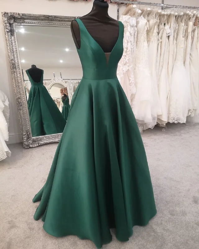 Act Now fitted bodycon dressSimple Green Satin A-line Long Prom Dress,Graduation Dress,Formal Gown Y1165