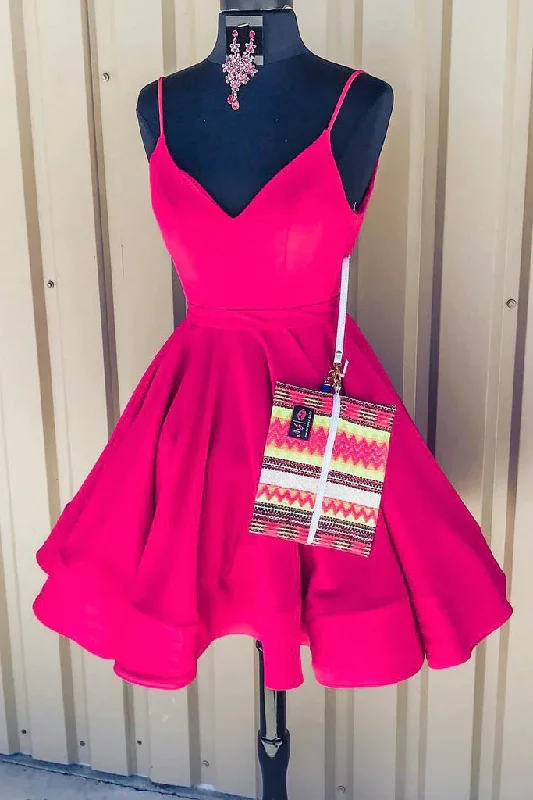 Value Deals sleek midi dressSexy A-Line Spaghetti Straps Short Homecoming Dresses Y1410
