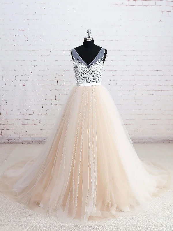 Final Markdown Long Prom Dresses V-neck Sweep/Brush Train Prom Dress/Evening Dress JKL053