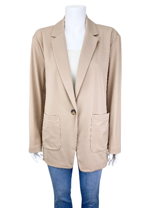 casual utility jacketLou & Grey Women's Slouchy Oversized Knit Blazer Taupe Size S with Tags