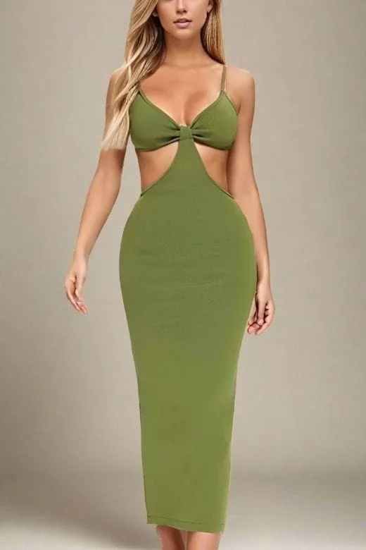 Instant Discount casual summer dressAria Bodycon Day Maxi Dress - Emerald Green