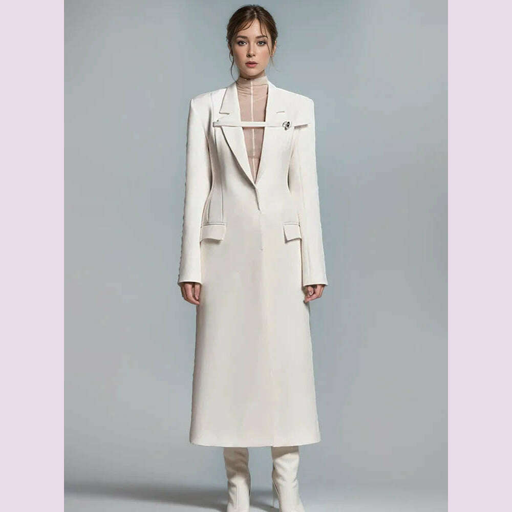 Sale Event relaxed fit coatDEAT Fashion Women Trench Coat Notched Collar High Waist Front Ribbon Covered Button White Windbreaker Spring 2024 New 13DB4256