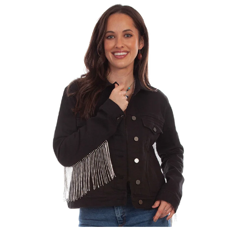 Major Savings lightweight coatBlack Denim Jacket w Rhinestones  by Scully HC792-BLK