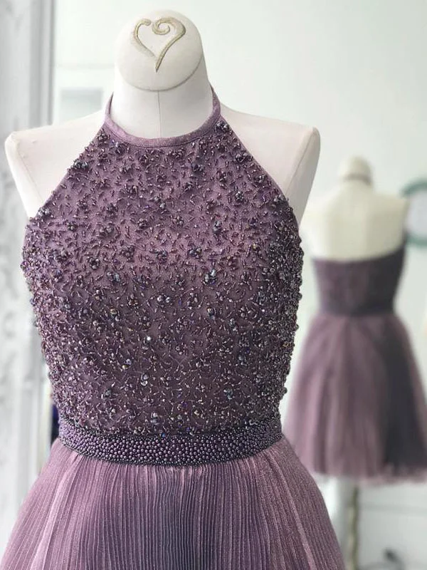Closeout Homecoming Dress Sexy Halter Beading Short Prom Dress Party Dress JK268
