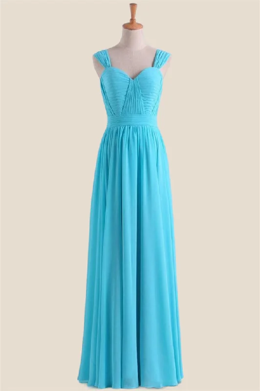 Limited Time Discount vintage dressBlue Chiffon Pleated A-line Long Bridesmaid Dress Limited Time Discount vintage dressBlue Chiffon Pleated A-line Long Bridesmaid Dress