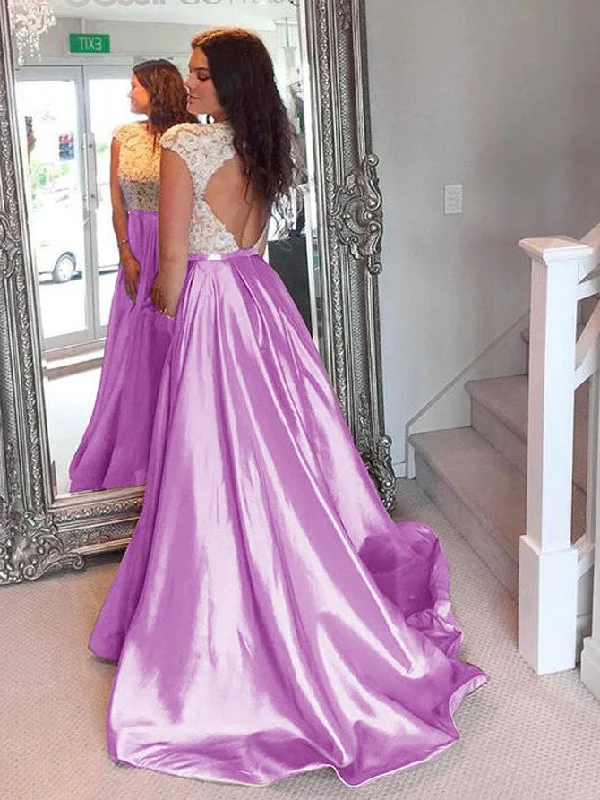Today Only Lilac Sexy Prom Dresses Taffeta Appliques Long Prom Dress/Evening Dress JKS080