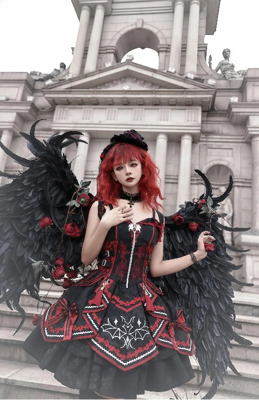 Discount Deals wrap-around dressOCELOT~Dark Bat Motion~Gothic Lolita JSK Black Red Goth Jumper Dress Discount Deals wrap-around dressOCELOT~Dark Bat Motion~Gothic Lolita JSK Black Red Goth Jumper Dress