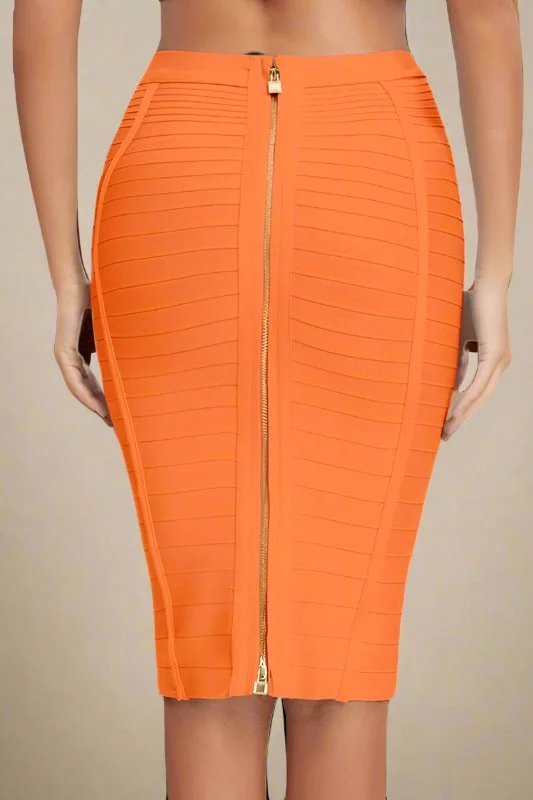 Seasonal Sale comfy maxi dressPencil High Waist Bandage Knee Length Knitted Skirt - Apricot Orange Seasonal Sale comfy maxi dressPencil High Waist Bandage Knee Length Knitted Skirt - Apricot Orange