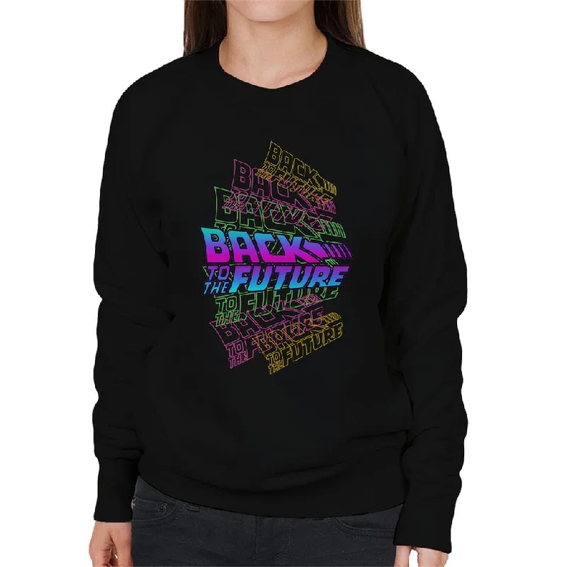 Discount Extravaganza classic gym sweatshirtBack To The Future Blue Pink Layered Logo Women's Sweatshirt
