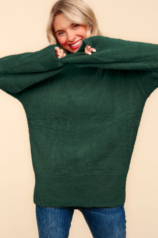 Price Rollback stylish lightweight coatPLUS GREEN FUZZY SOFT BRUSHED HAIRY SWEATER KNIT TOP