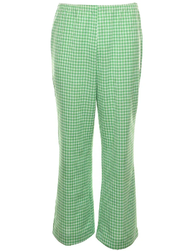 Huge Discounts chic coatHoundstooth Light Green & Off-White Flared Trousers - W30 L28 Huge Discounts chic coatHoundstooth Light Green & Off-White Flared Trousers - W30 L28