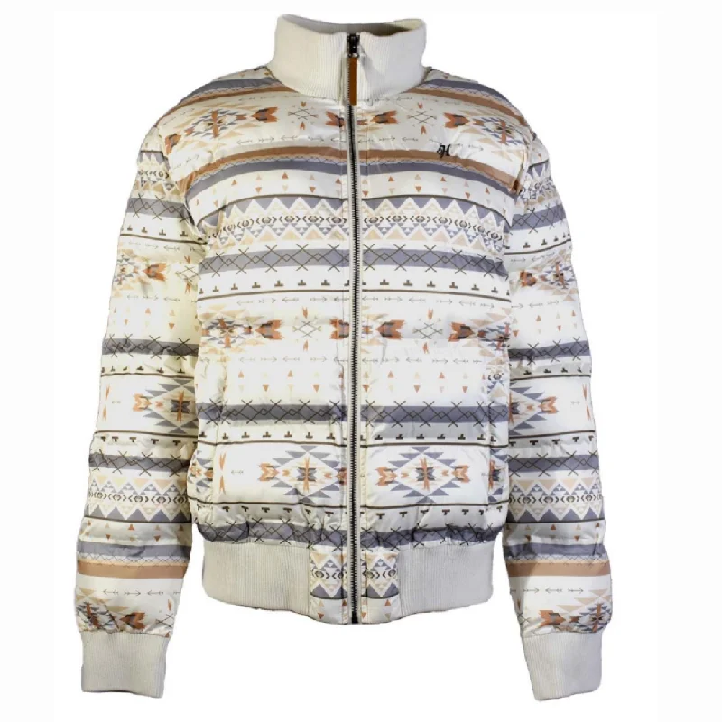 Quick Sale windproof jacketWomen's Cream Aztec Pattern Puffer Jacket HJ139CRAZ