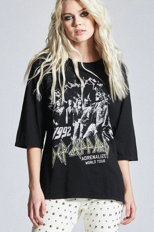 fashionable fitness sweatshirtDef Leppard Adrenalize World Tour 3/4 Sleeve Tee