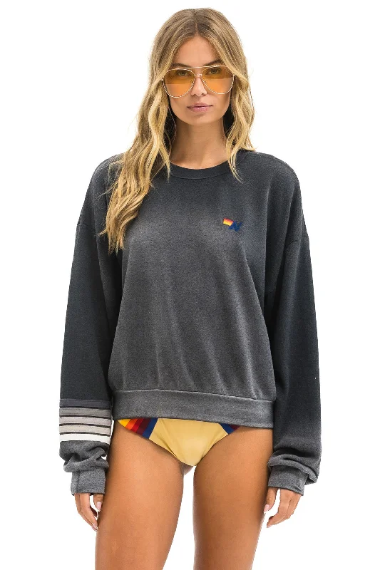 Mega Deal modern athletic hoodieRUGBY STITCH RELAXED CREW SWEATSHIRT - FADED SMOKE