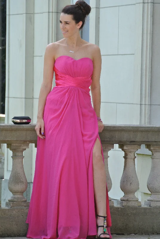 Massive Deals A-line Sweetheart Floor Length Chiffon Front Slit Backless Prom Dress