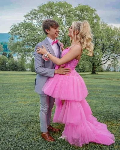 Mega Sale high-waisted dressHigh Low Hot Pink Tiered Prom Dress with Spaghetti Straps Y457 Mega Sale high-waisted dressHigh Low Hot Pink Tiered Prom Dress with Spaghetti Straps Y457