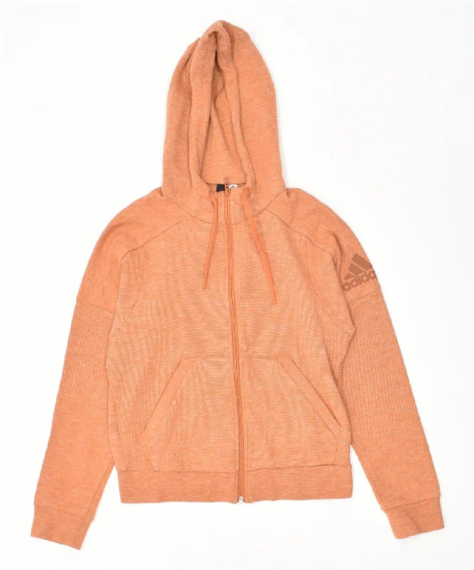 street style hoodieADIDAS Womens Graphic Zip Hoodie Sweater UK 4/6 XS Orange Cotton