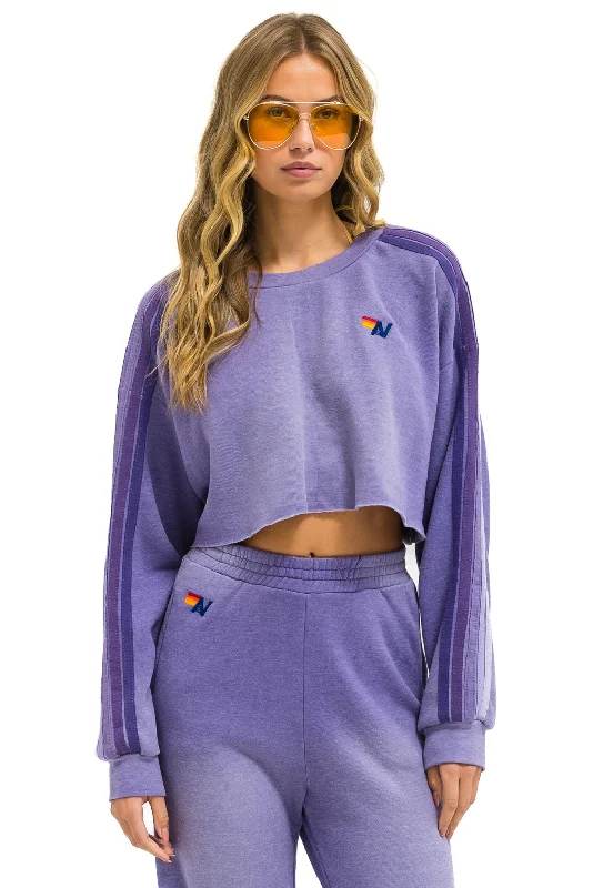 eco-friendly sports hoodieCLASSIC STRIPE CROPPED CREW SWEATSHIRT RELAXED - FADED GRAPE