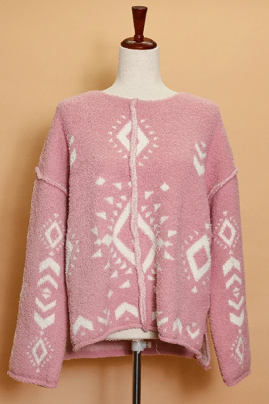 Discount Mania fitted coatMauve Tribal Exposed Seam Sweater