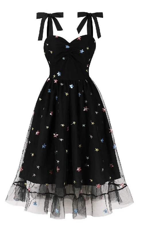 Overstock sophisticated dressBlack Mesh Short Dress with Sequin Stars