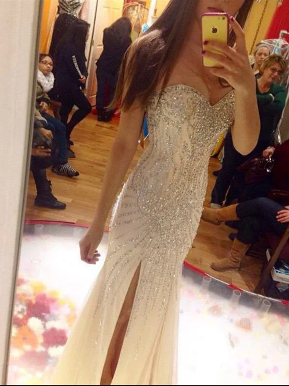 Today’s Special Ivory Prom Dress Sweetheart Sequins Sexy Long Prom Dress/Evening Dress JKS077