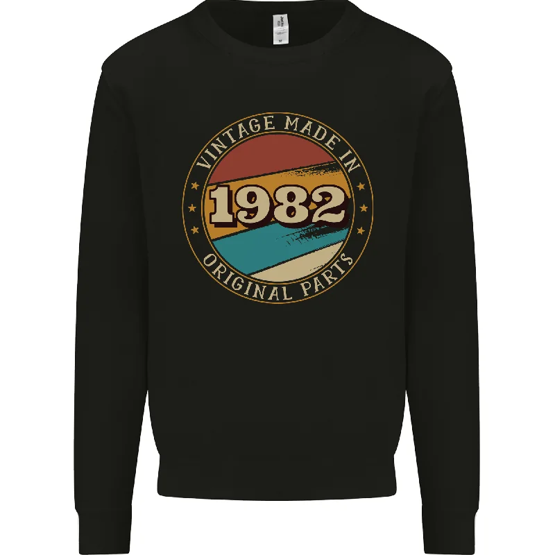 Seasonal Sale athletic style hoodie42nd Birthday  Vintage Made In 1982 Mens Sweatshirt Jumper
