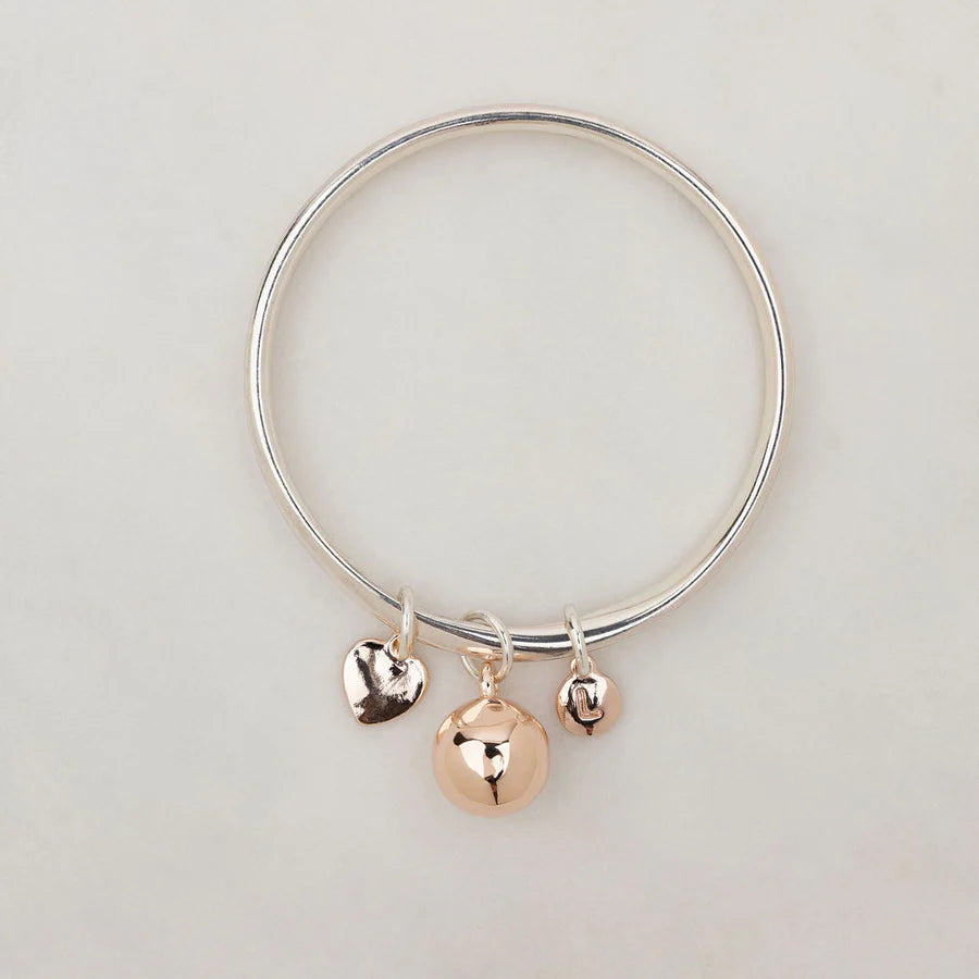 Deep Discounts puff sleeve dressLimited Edition | Silver & Rose Gold Ball Bangle