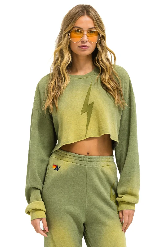 cozy gym sweatshirtBOLT STITCH CROPPED CREW SWEATSHIRT RELAXED - FADED ARMY