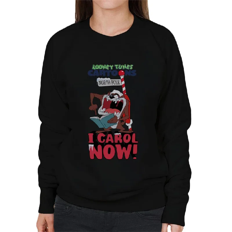 Deep Discounts stylish sports hoodieLooney Tunes Christmas Taz I Carol Now Women's Sweatshirt