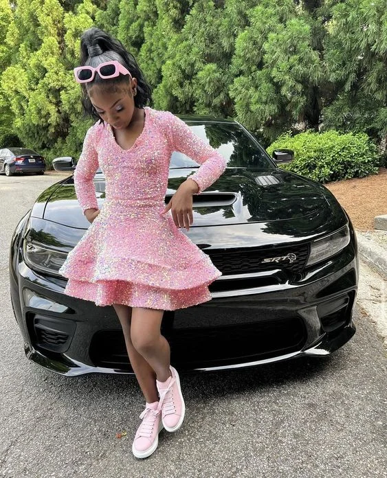 Price Reduction relaxed fit dressPink Sequins Tiered Homecoming Dress 8th Grade Prom Long Sleeves Y498