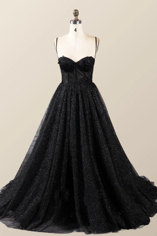 Great Deals chic slip dressStraps Black Corset A-line Prom Gown