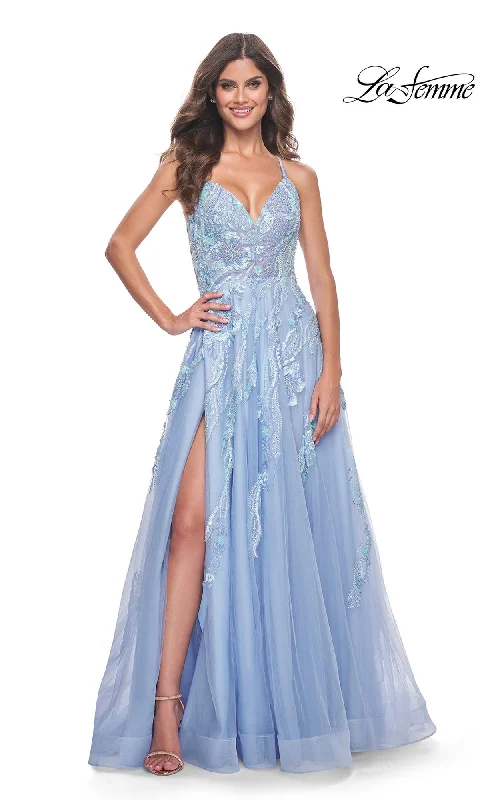Mega Deal satin midi dressLa Femme 32032 Formal Prom Dress
