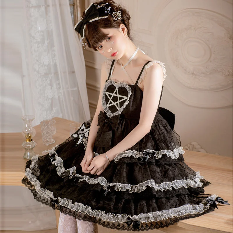 fitted bodycon dressEieyomi~Domesa's Wish~Bow Trailing Tiered Ruffles Lolita Jumper Dress