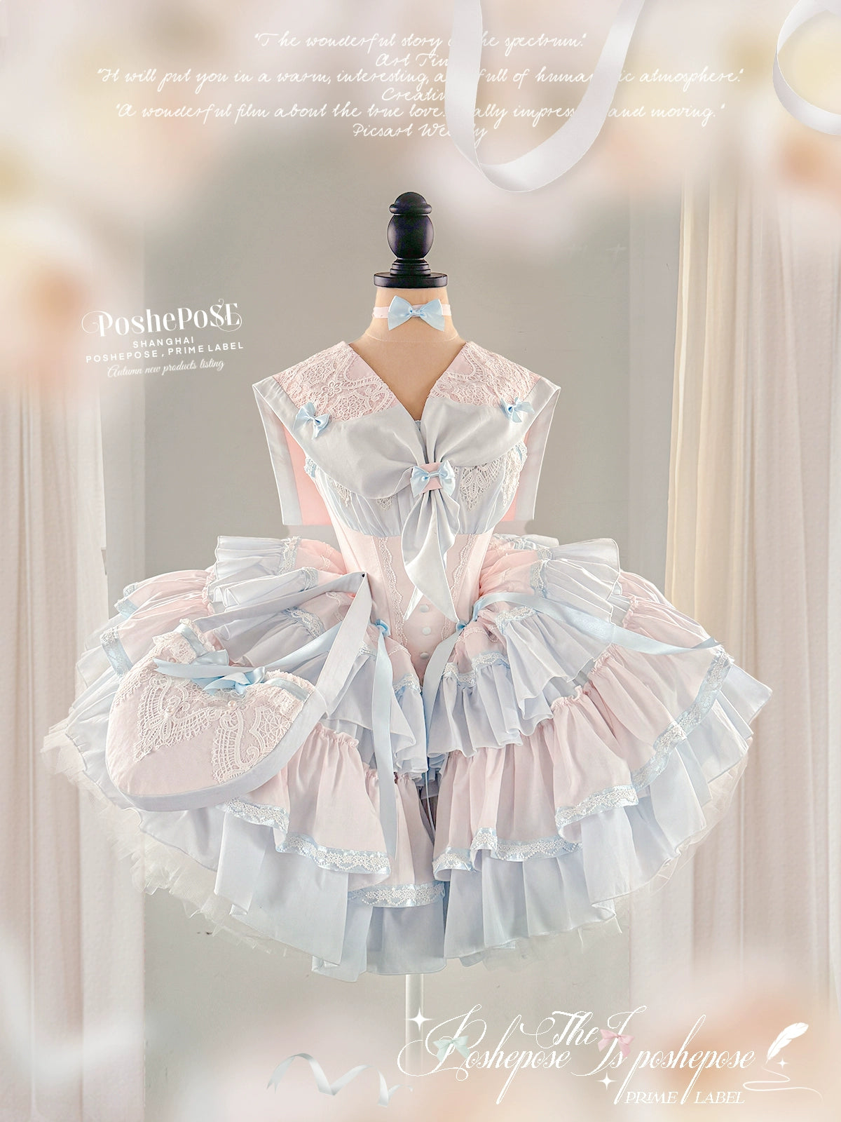 oversized dressPOSHEPOSE~Zixu Falling Heart · Yunfu Space~Sweet Lolita Dress Tiered Detachable Sleeves Strapless Dress