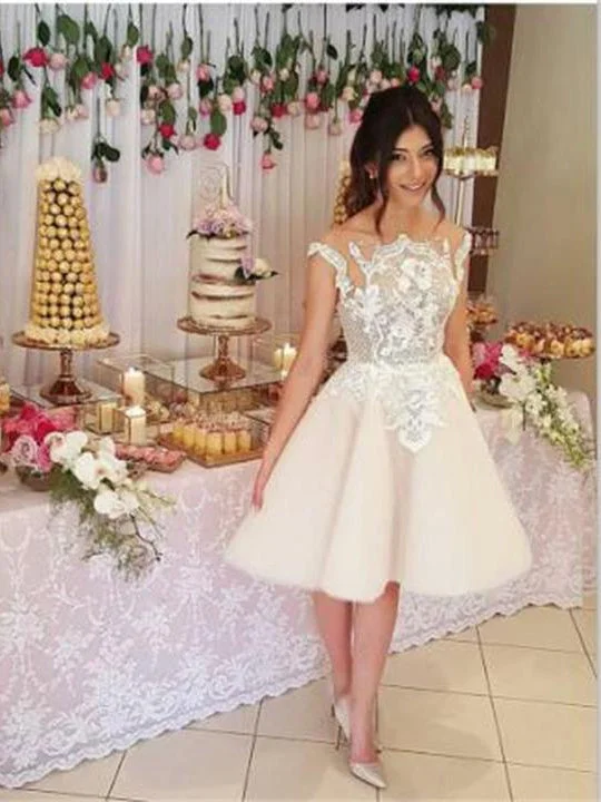 Mega Sale Lace Homecoming Dresses A-line Knee-length Short Prom Dress Party Dress JK604
