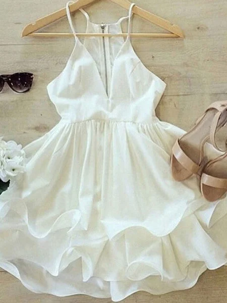 The Best Prices Homecoming Dress Ivory Sexy Flouncing Short Prom Dress Party Dress JK198
