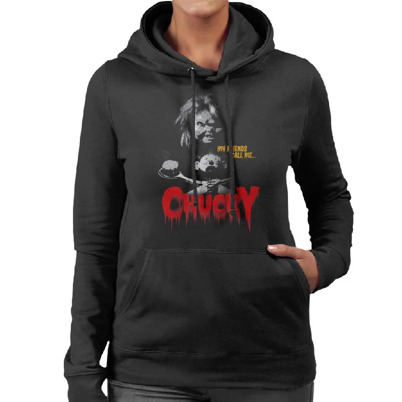 minimalist hooded sweatshirtChucky My Friends Call Me Chucky Women's Hooded Sweatshirt