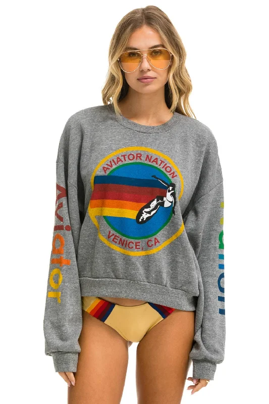 Warehouse Sale stylish athletic hoodieAVIATOR NATION RELAXED CREW SWEATSHIRT - HEATHER GREY