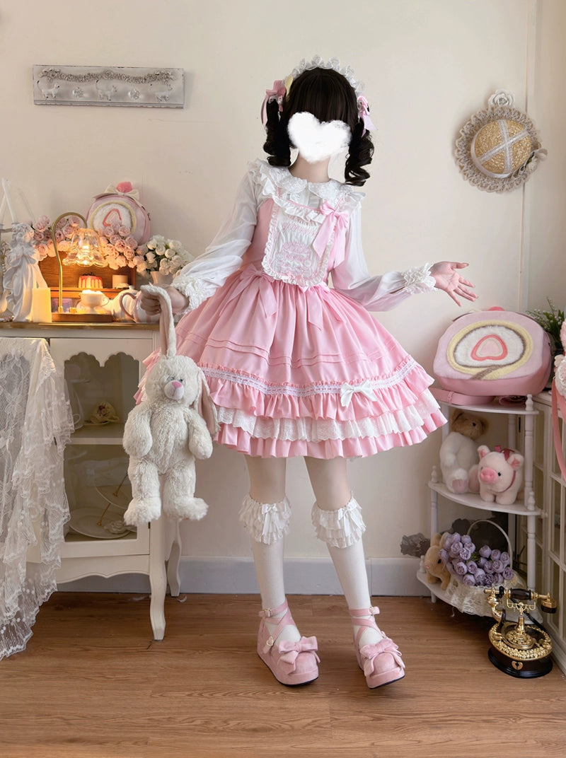 formal dressHanguliang~Sweet Bear~Kawaii Lolita JSK Dress Embroidery Flounce Hem