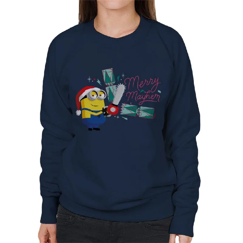 Limited Availability retro sports hoodieMinions Christmas Merry Mayhem Women's Sweatshirt