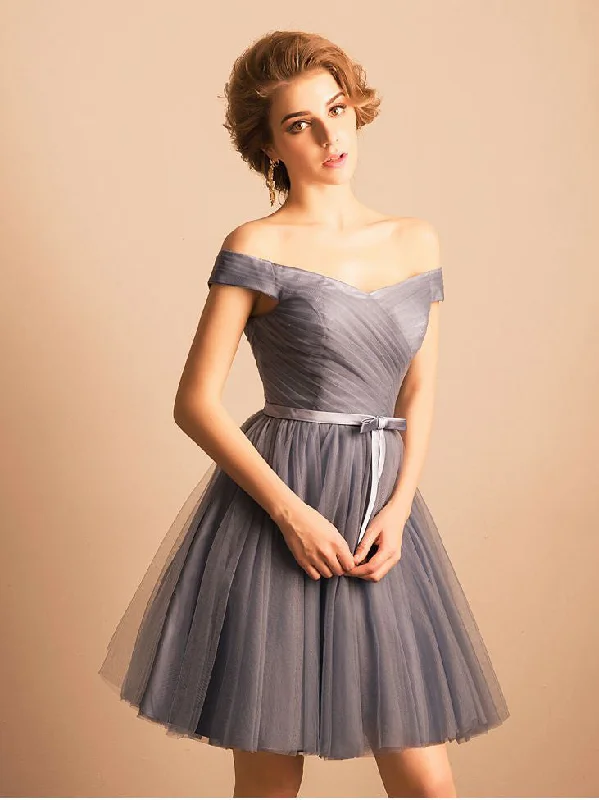 Final Markdown Homecoming Dress Off-the-shoulder Sexy Ruffles Short Prom Dress Party Dress JK186