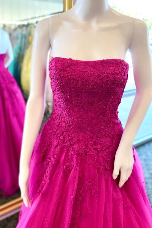Low Prices ashionable dressA-Line Strapless Fuchsia Appliques Long Formal Dress Y832 Low Prices ashionable dressA-Line Strapless Fuchsia Appliques Long Formal Dress Y832