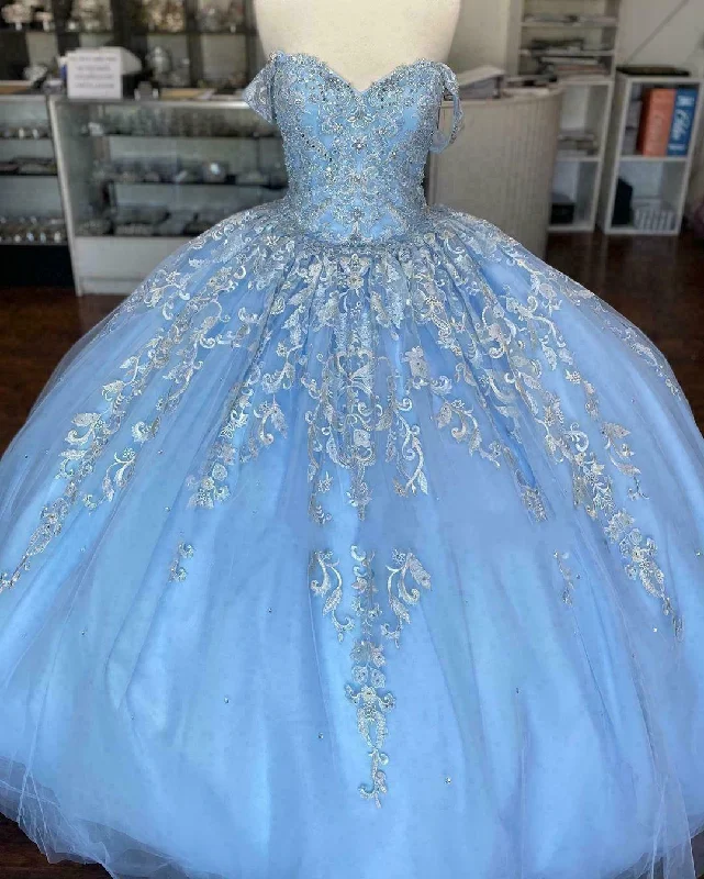 Discount Mania pleated maxi dressWinter Wonderland Blue Ball Gown Quinceanera Dress Blue Tulle Lace Ball Gown Y674
