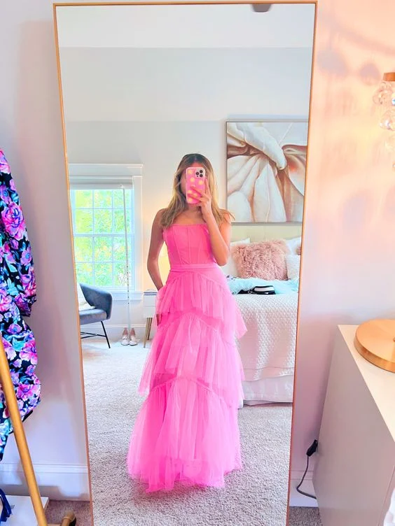 Low Prices trendy bodycon dressSpaghetti Straps Tulle Layered Prom Dress Charming Formal Dress Y412 Low Prices trendy bodycon dressSpaghetti Straps Tulle Layered Prom Dress Charming Formal Dress Y412