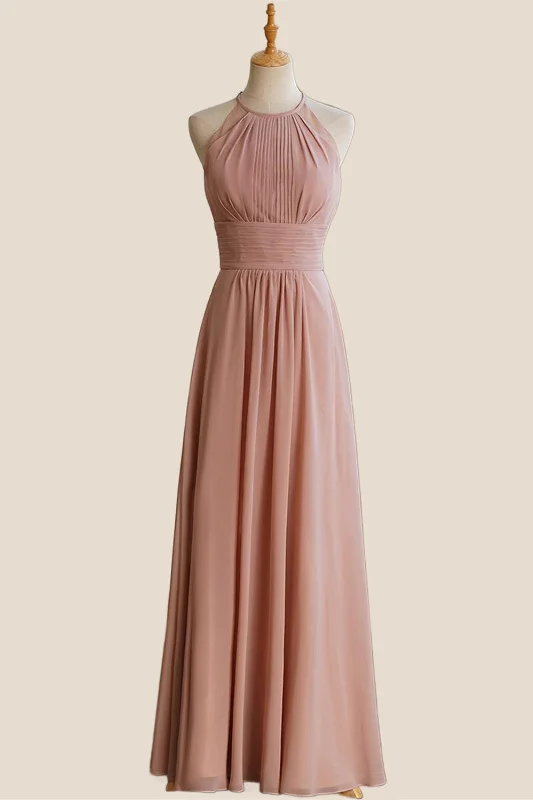 Huge Discounts luxury dressJewel Blush Chiffon Empire Long Bridesmaid Dress
