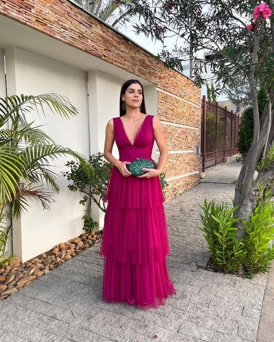 New Markdowns casual dressSexy Deep V-Neck Long Prom Dress Sleeveless A-Line Evening Formal Gown Y1241