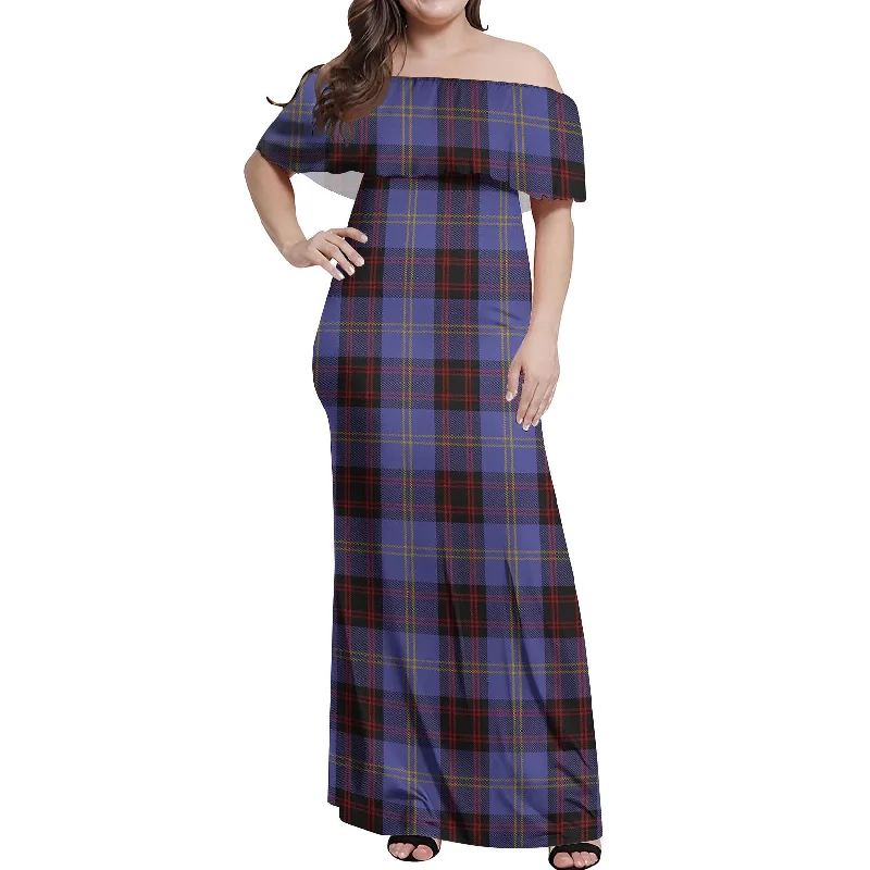 Exclusive Access Rutherford Tartan Off Shoulder Long Dress