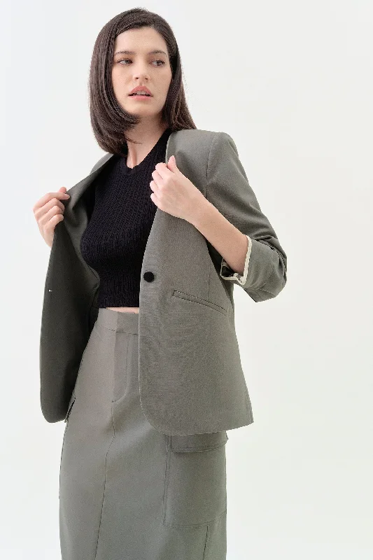 Daily Deals insulated jacketCollarless Relaxed Blazer - Sencha