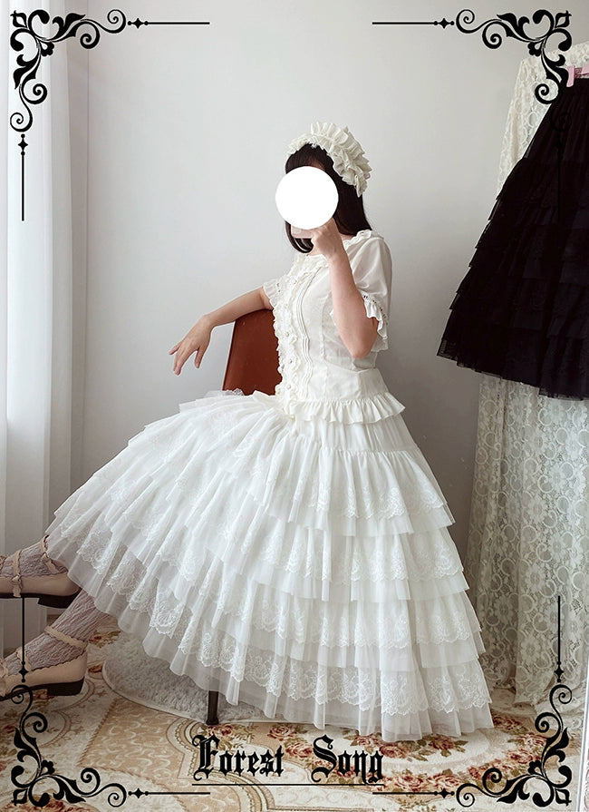 party dressForest Song~Star and Sea~Classic Lolita Petticoat Adjustable Tiered Ruffle Skirt