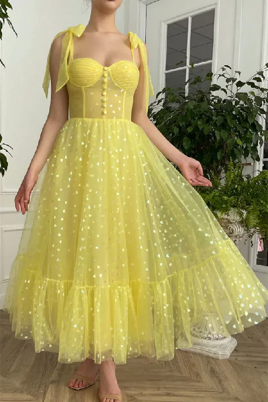 Unbeatable Prices party dressElegant Yellow Tulle Tea Length Prom Dress, Sweetheart Neck Yellow Formal Graduation Dress Y208 Unbeatable Prices party dressElegant Yellow Tulle Tea Length Prom Dress, Sweetheart Neck Yellow Formal Graduation Dress Y208